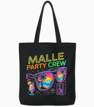 Malle Party Crew Mallorca Urlaub Feiern Design Tote Bags - Black
