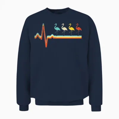 Flamingo Retro Heartbeat Unisex Sweatshirt - Navy