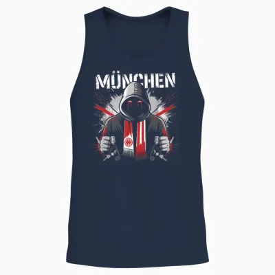 Munich Gift Men's Women's Munich Bayern Hooligan T-Shirt, Black Unisex Tank Top - Navy