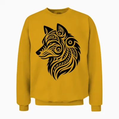 Polynesian Tribal Wolf Maori Wolf Pattern T-Shirt, Grey, S Unisex Sweatshirt - Gold