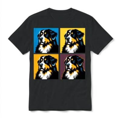 Pop Bernese Mountain Dog Dog Portrait Unisex T-Shirt - Black
