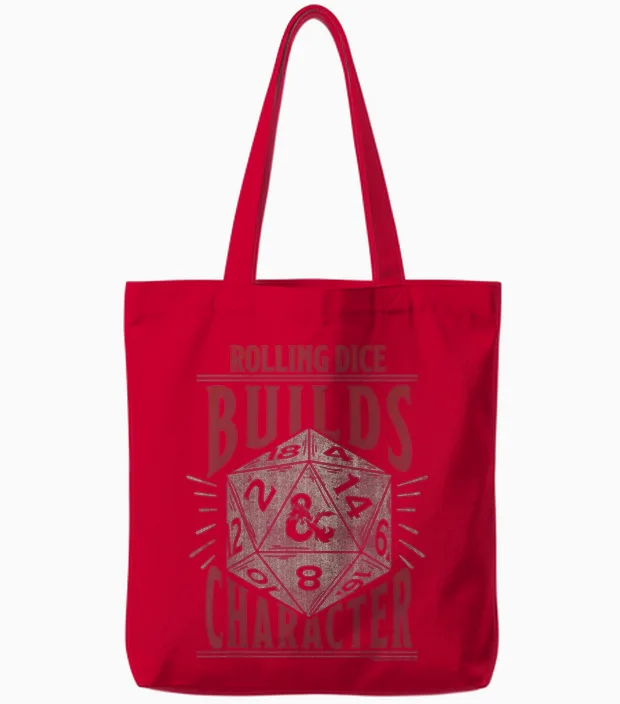Dungeons & Dragons Rolling Dice Builds Character Short Sleeve Tote Bags in Red