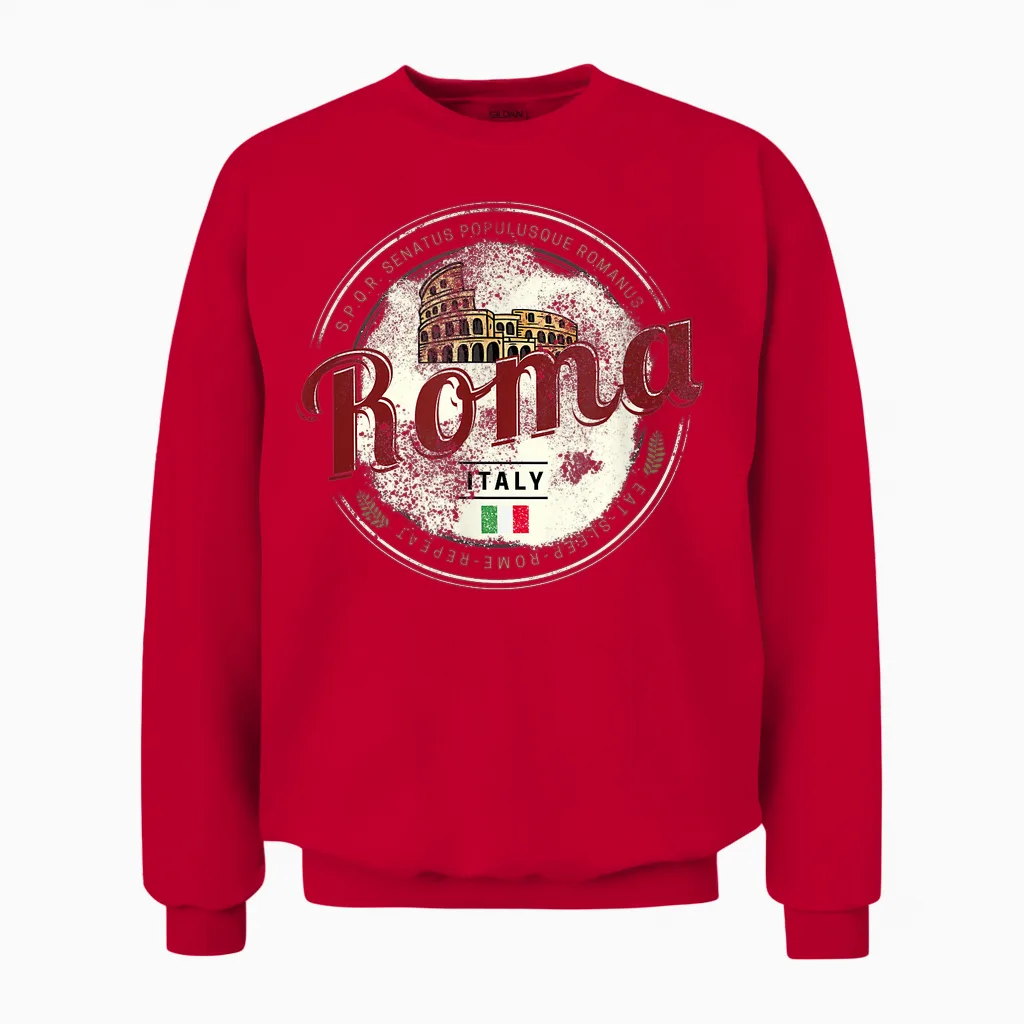 Rom Italien Kolosseum Vintage Souvenir Unisex Sweatshirt in Red