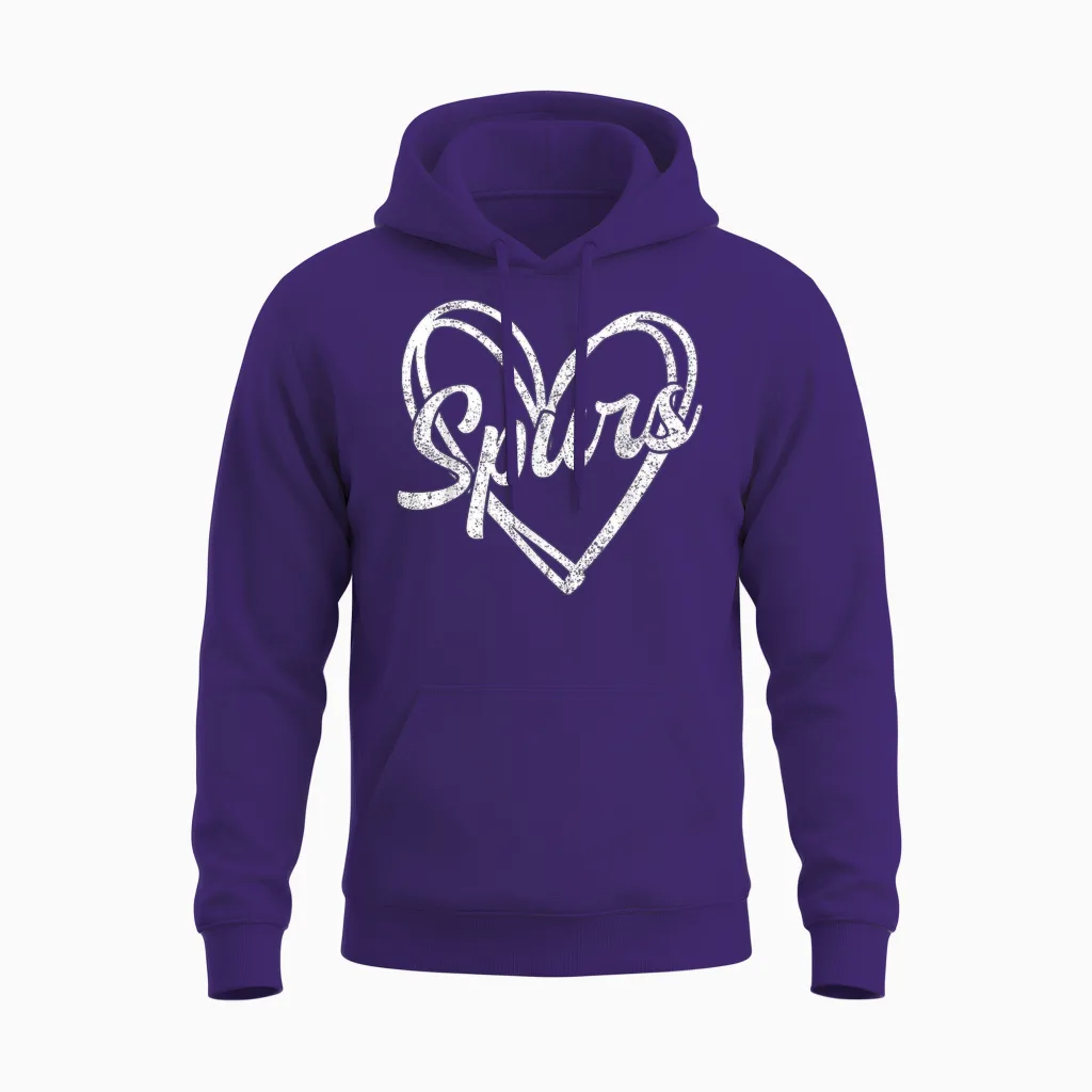 Retro Vintage Spurs Heart Unisex Hoodie in Purple
