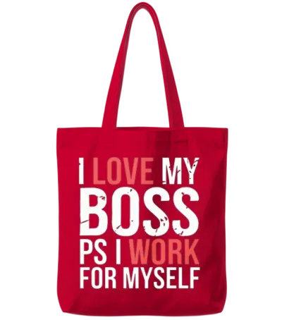 I Love My Boss Ps I Work for Myself 9 Tote Bags - Red