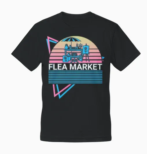 Flea Market Retro Unisex T-Shirt - Black