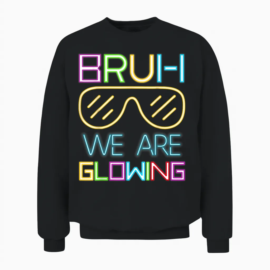 Bruh We Are Glowing in My Glowing Era Group Team Tie Dye Unisex Sweatshirt in Black