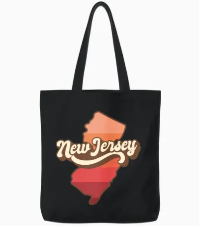 New Jersey Retro Tote Bags - Black