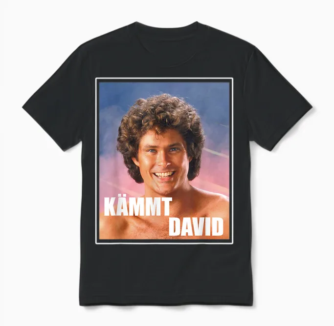 Kämmt David - Funny Satire Saying Serial Junkies Hairdresser T-Shirt, Black Unisex T-Shirt in Black