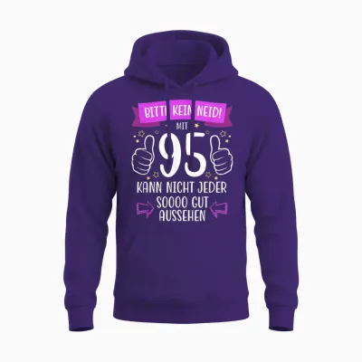 Decorative 95th Birthday Woman Man Gift Box Funny 95 Years T-Shirt, Black, S Unisex Hoodie - Purple