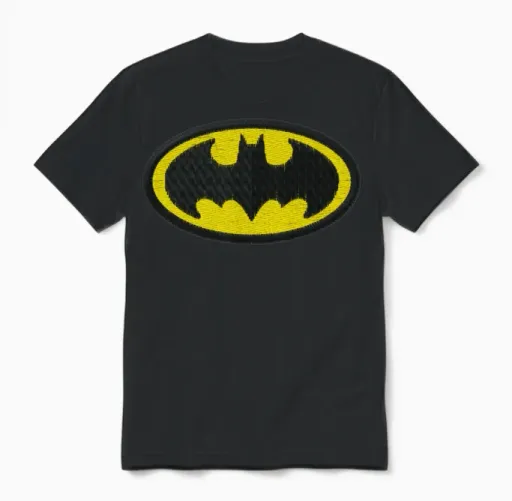 Dc Comics Batman Logo Embroidery Unisex T-Shirt in Black
