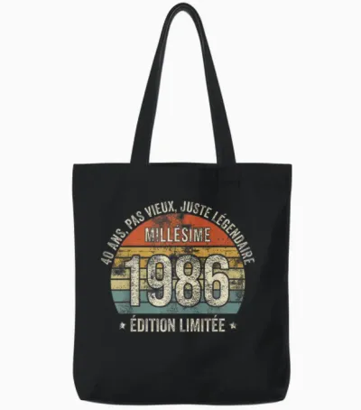 40 Years Funny Vintage 1986 Limited Edition Gift 40 Years Tote Bags - Black