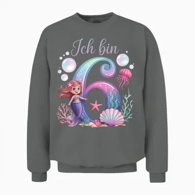 I Am 6 Mermaid Birthday Girl's Birthday Unisex Sweatshirt - Graphite Heather
