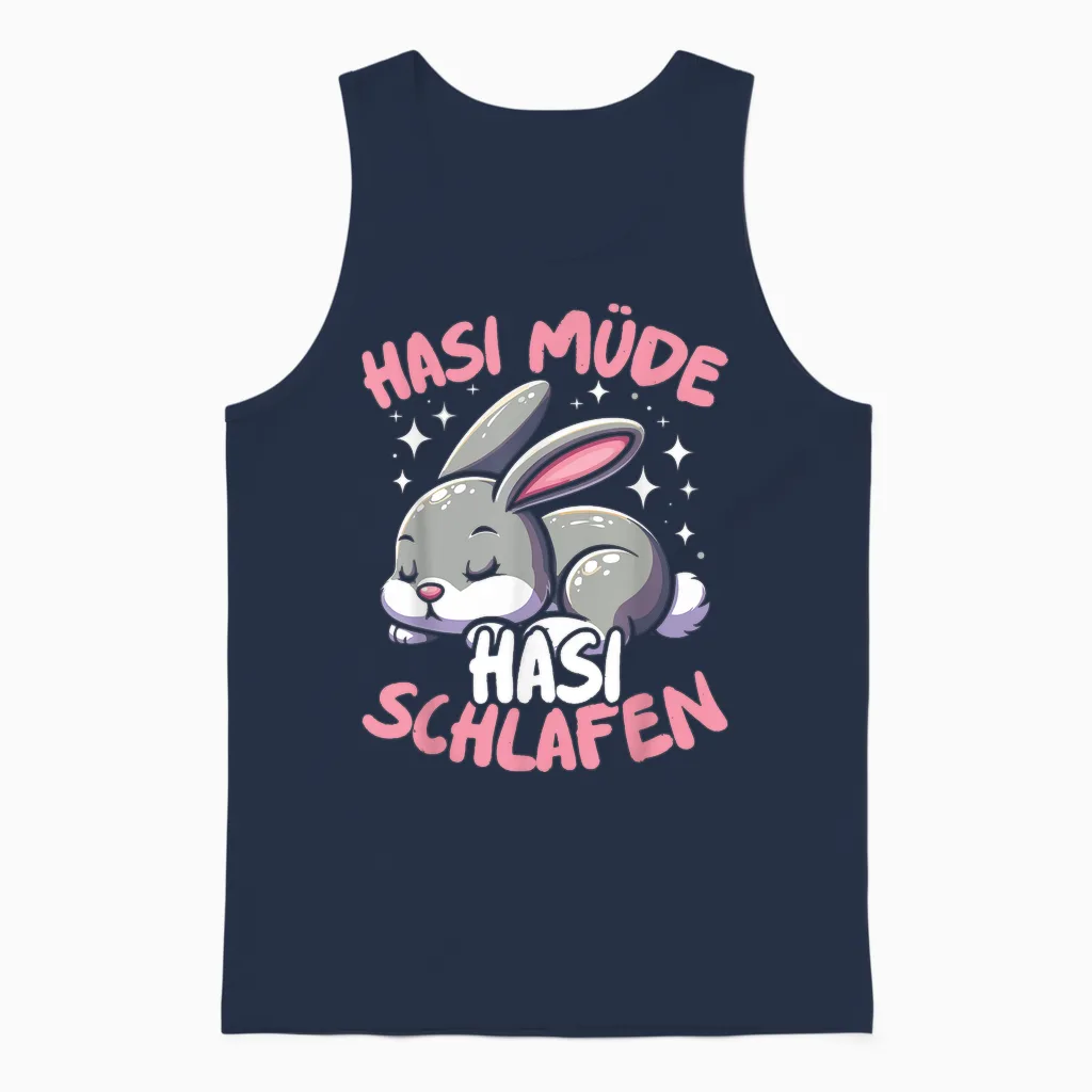 Hasi Müde Hasi Schlafen Lustiges Süßes Schlafshirt Damen Unisex Tank Top in Navy