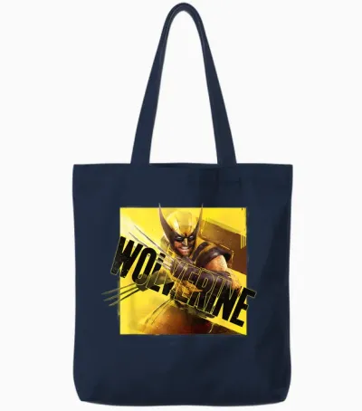 Marvel Wolverine Game Key Art Angled Logo 2026 Video Game Tote Bags - Navy