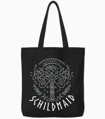 Schildmaid Nordic Warrior Viking Mythologie Tote Bags - Black
