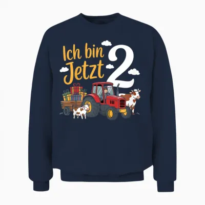 Ich Bin Jetzt 2 Traktor Bauernhof 2. Geburtstag Junge Unisex Sweatshirt - Navy