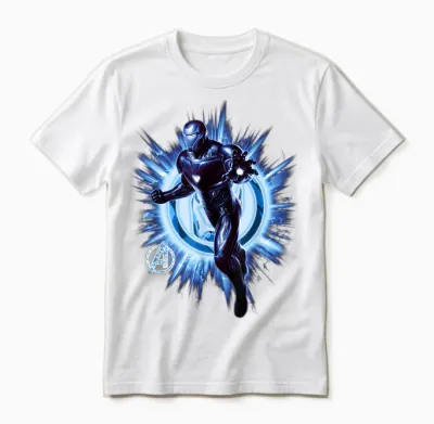 Marvel Avengers Endgame Iron Man Blast Graphic T-Shirt, Black, S Unisex T-Shirt - White