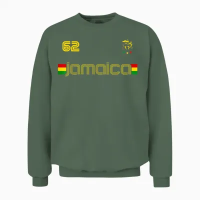 Jamaica 1962 Lion of Judah Rasta Reggae Flag T-Shirt, Black, S Unisex Sweatshirt - Military Green