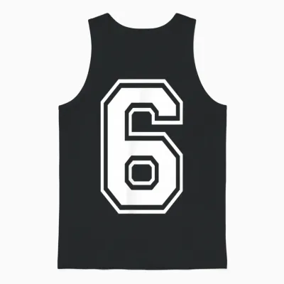 Number 6 Varsity Sports Team Jersey 6th Birthday 6 Years Unisex Tank Top - Black