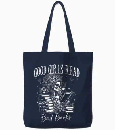 Good Girls Read Bad Books, Funny Smut Reader Dark Romance Tote Bags - Navy