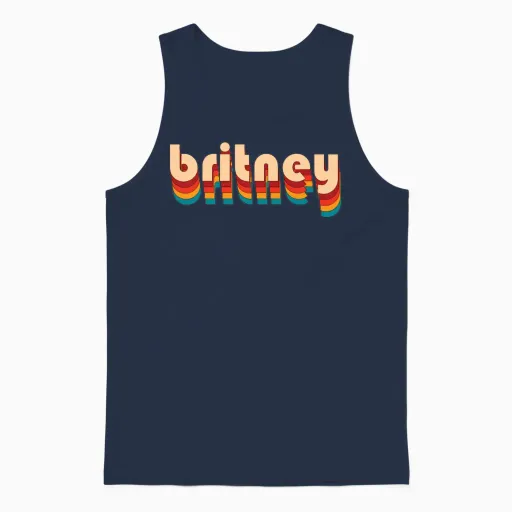 Retro Britney Name Unisex Tank Top in Navy