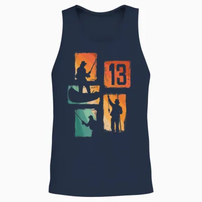 13. Geburtstag Jungs Retro Angler Angeln 13 Jahre Alt Unisex Tank Top - Navy