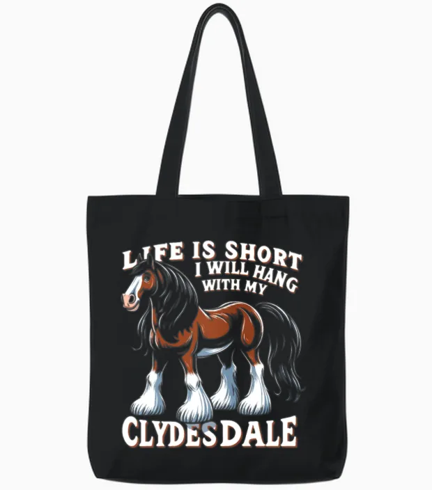 Draught Horse Lover Giant Horse Breed Clydesdale Tote Bags in Black