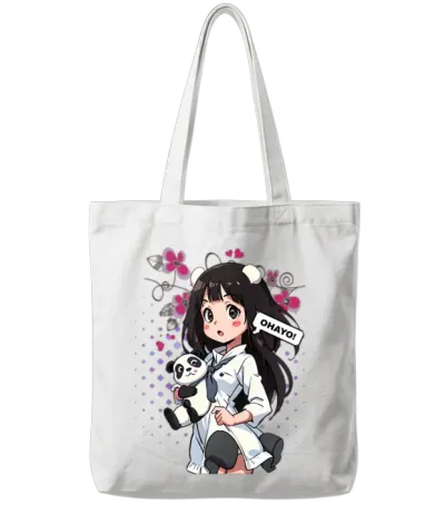 Retro-Chibi - Unisex Lightweight Terry Tote Bags - White