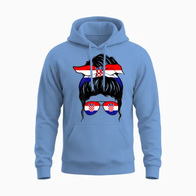 Kroatisches Mädchen Kroatien Kroatische Flagge Stolze Kroatische Frau Unisex Hoodie - Carolina Blue