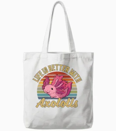 Axolotl Retro Tote Bags - White