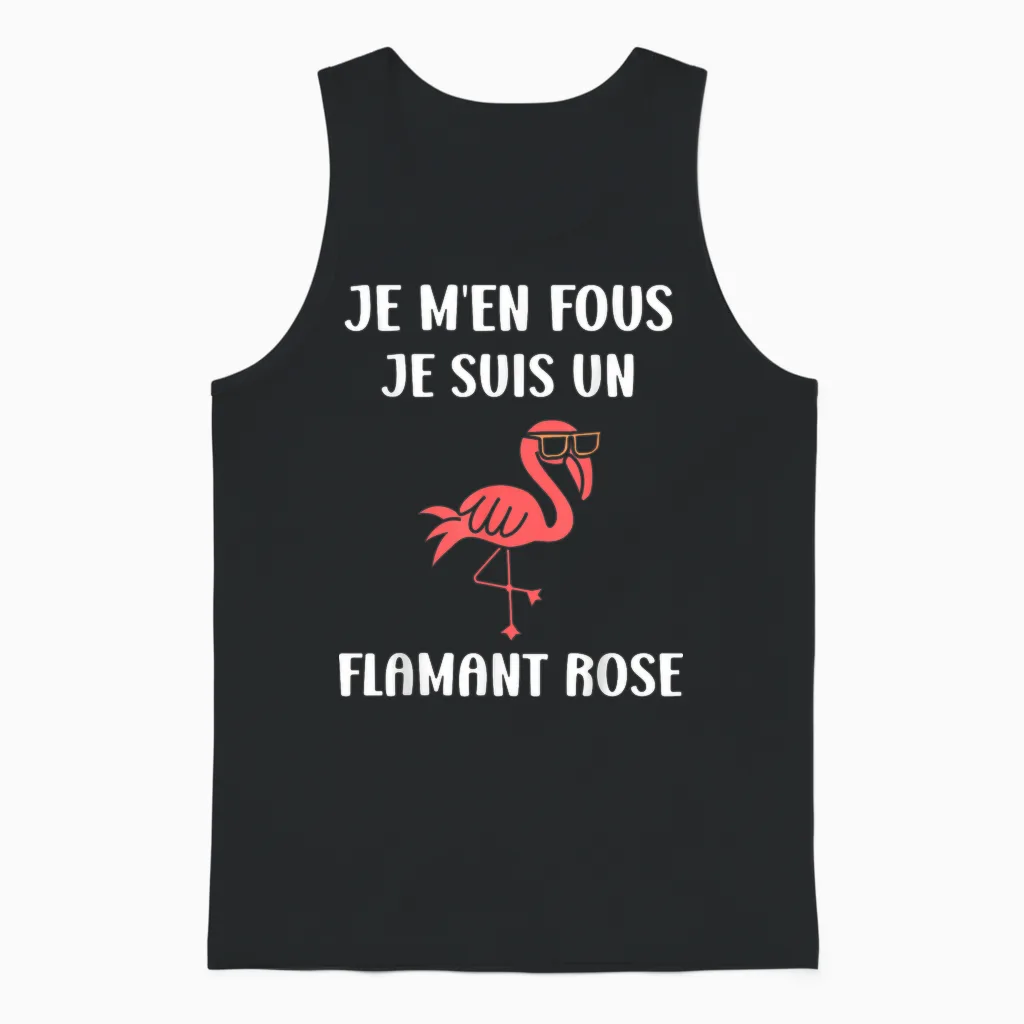 Funny Cute Animals Je Ne Fous Je Suis Un Flamingo Unisex Tank Top in Black