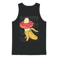 Banana Donut Yummy Delicious Funny Unisex Tank Top - Black – 1