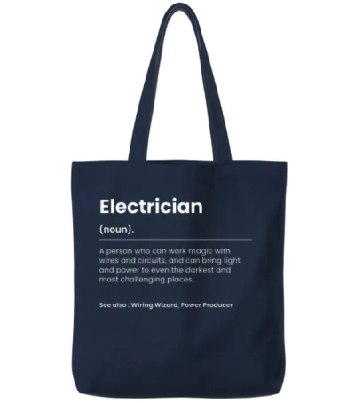 Funny Electrician Tote Bags - Navy