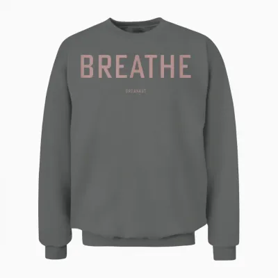 Organaut :: Breathe - Minimalistisches Mantra Unisex Sweatshirt - Graphite Heather