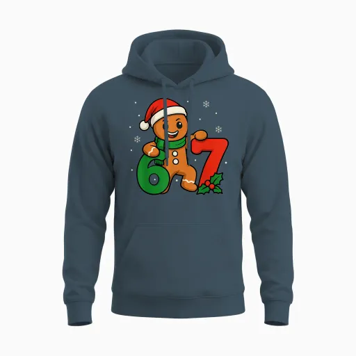 67 Christmas 6 7 Gingerbread 6-7 Meme Six Seven Boys Unisex Hoodie - Dark Heather