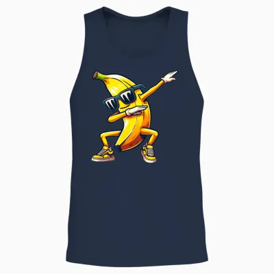 Dab Banana Dancing Dabbing Banana Fruit Meme T-Shirt, Black Unisex Tank Top - Navy