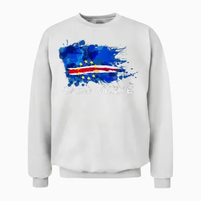 Cabo Verde Flagge Mit Weißem Text Unisex Sweatshirt - White