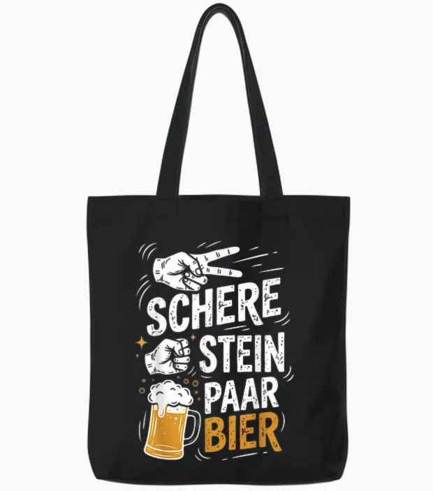 Schere Stein Paar Bier Lustiges Bier Humor Party Beer Tote Bags in Black