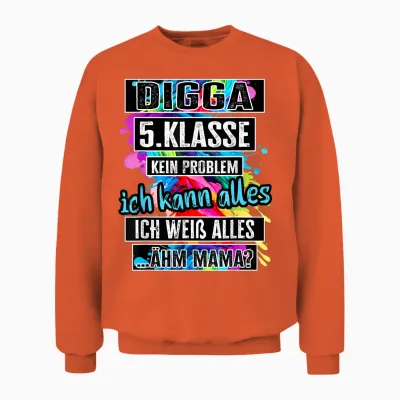 5. Klasse Schulwechsel Tschüss Grundschule Abschluss Unisex Sweatshirt - Orange