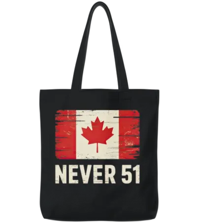 Never 51st State Canada Resistance Flag Design Tote Bags - Black