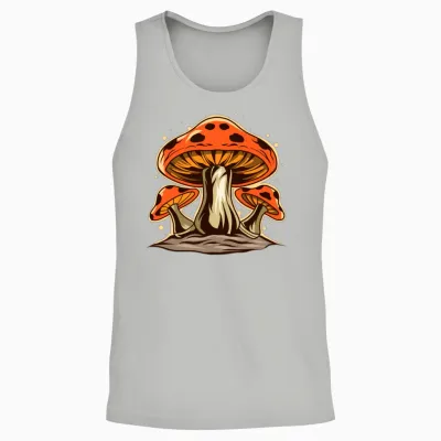 Mushrooms, Psychedelic, Retro, Hippie Unisex Tank Top - Ash