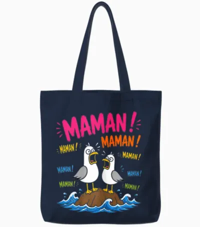 Motif Mouette Drôle Maman Meme Oiseaux Criant Maman Tote Bags - Navy
