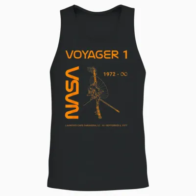 Nasa Voyager 1 Space Probe Launched September 5, 1977 T-Shirt, Black, S Unisex Tank Top - Black