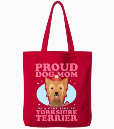 Yorkshire Terrier Dog Mom Yorkie Dogs Tote Bags - Red