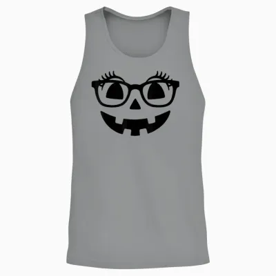 Pumpkin with Eyelashes Halloween Fall Jack-O-Lantern Face Unisex Tank Top - Sport Grey