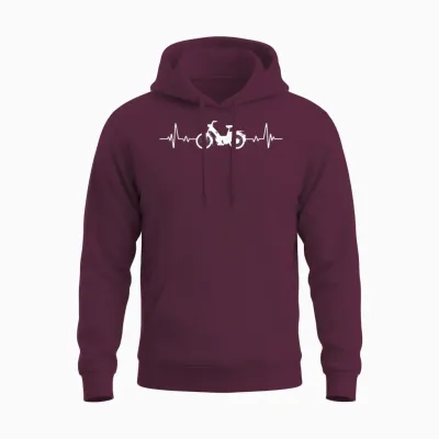 Moped Mob Mobeur Moped Heartbeat Humour T-Shirt, Black, S Unisex Hoodie - Maroon