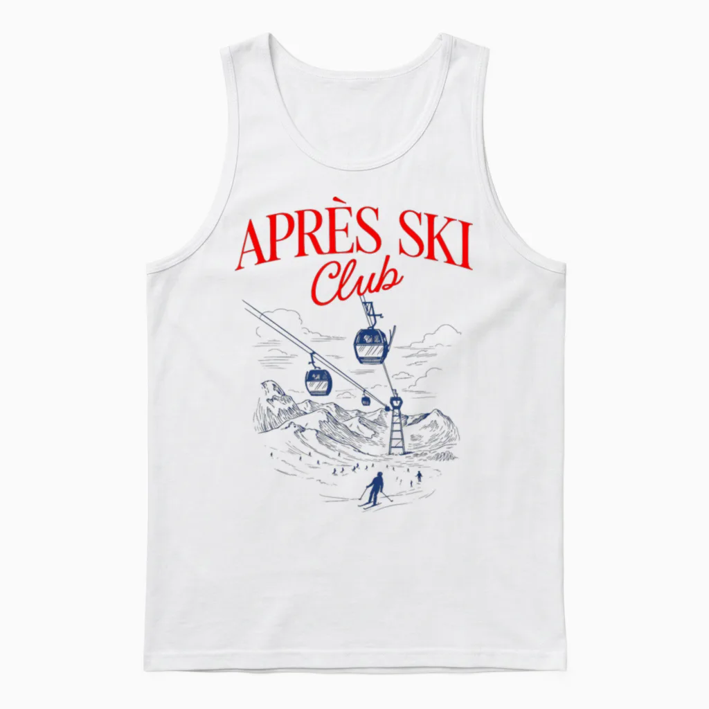 Après Ski Club X Skier Skier Illustration Ski Unisex Tank Top in White