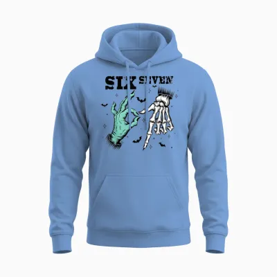 Funny 67 Meme Spooky Skeleton Six Seven Gen Alpha Slang Unisex Hoodie - Carolina Blue