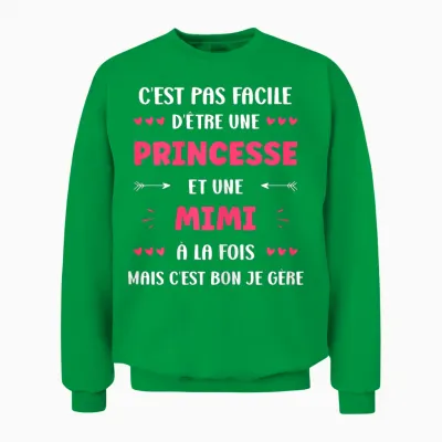 Princess Super Mimi Girl Name Funny Mimi T-Shirt, Black, Female X-Small Unisex Sweatshirt - Irish Green